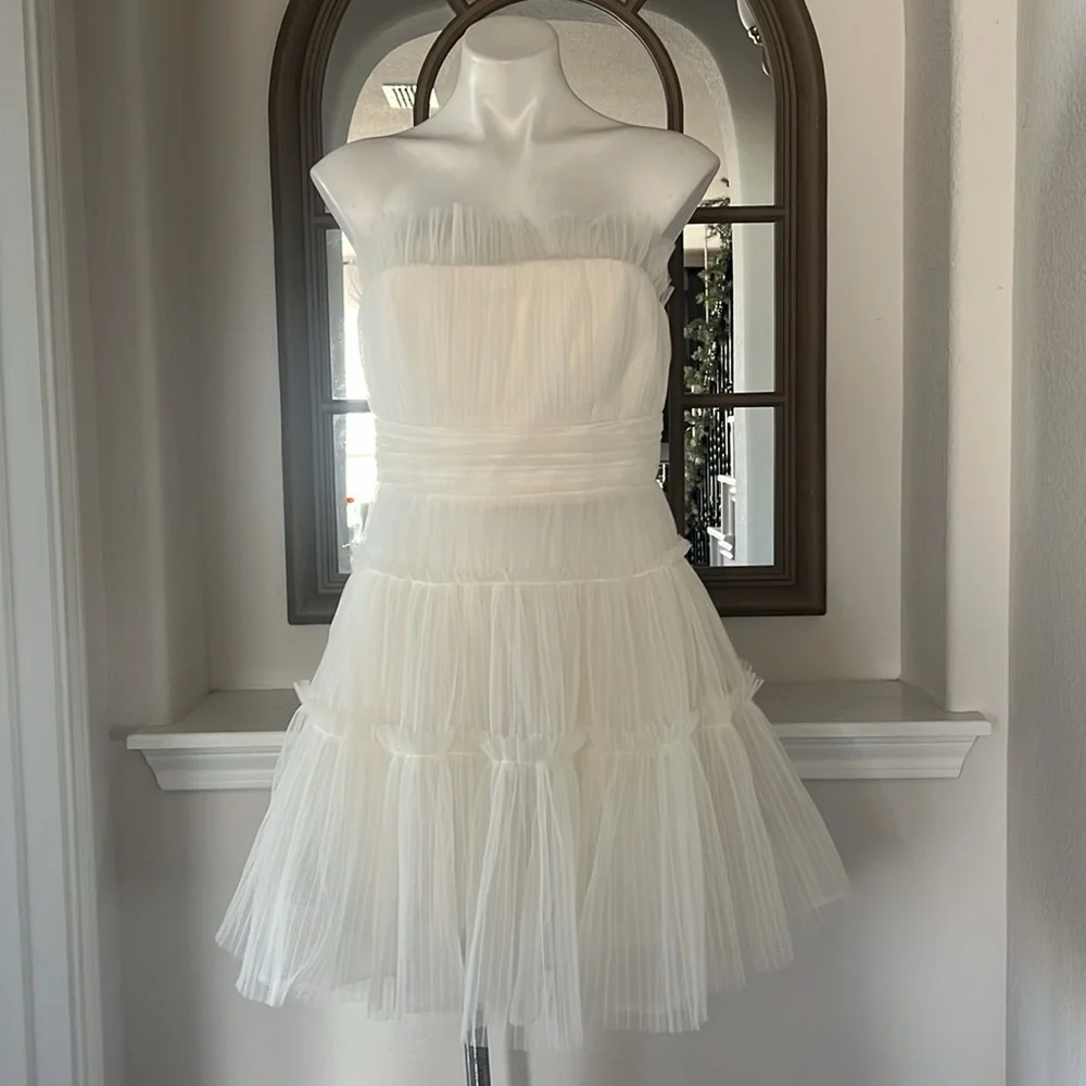 BCBGMaxazria Strapless Tiered Tulle Mini Dress Size 12 New w/Tag ONLINE for $398 - Picture 8 of 17